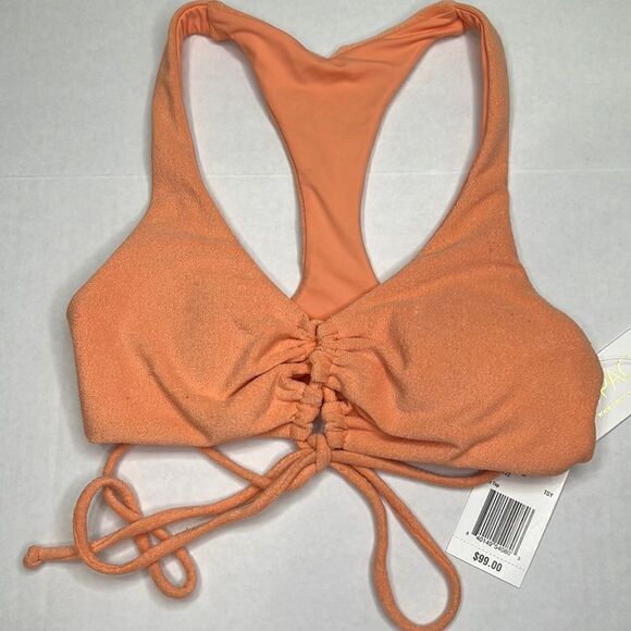 L*Space Dax Orange Terry cloth bikini top NWT size small - Picture 3 of 15